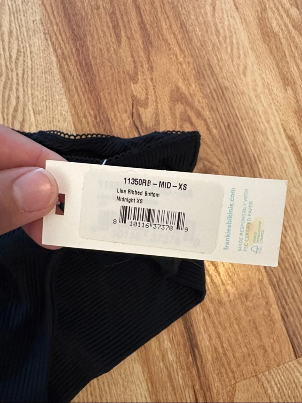 NWT Frankie’s Bikinis | Lisa Ribbed Full Coverage Bikini Bottom | Midnight | XS